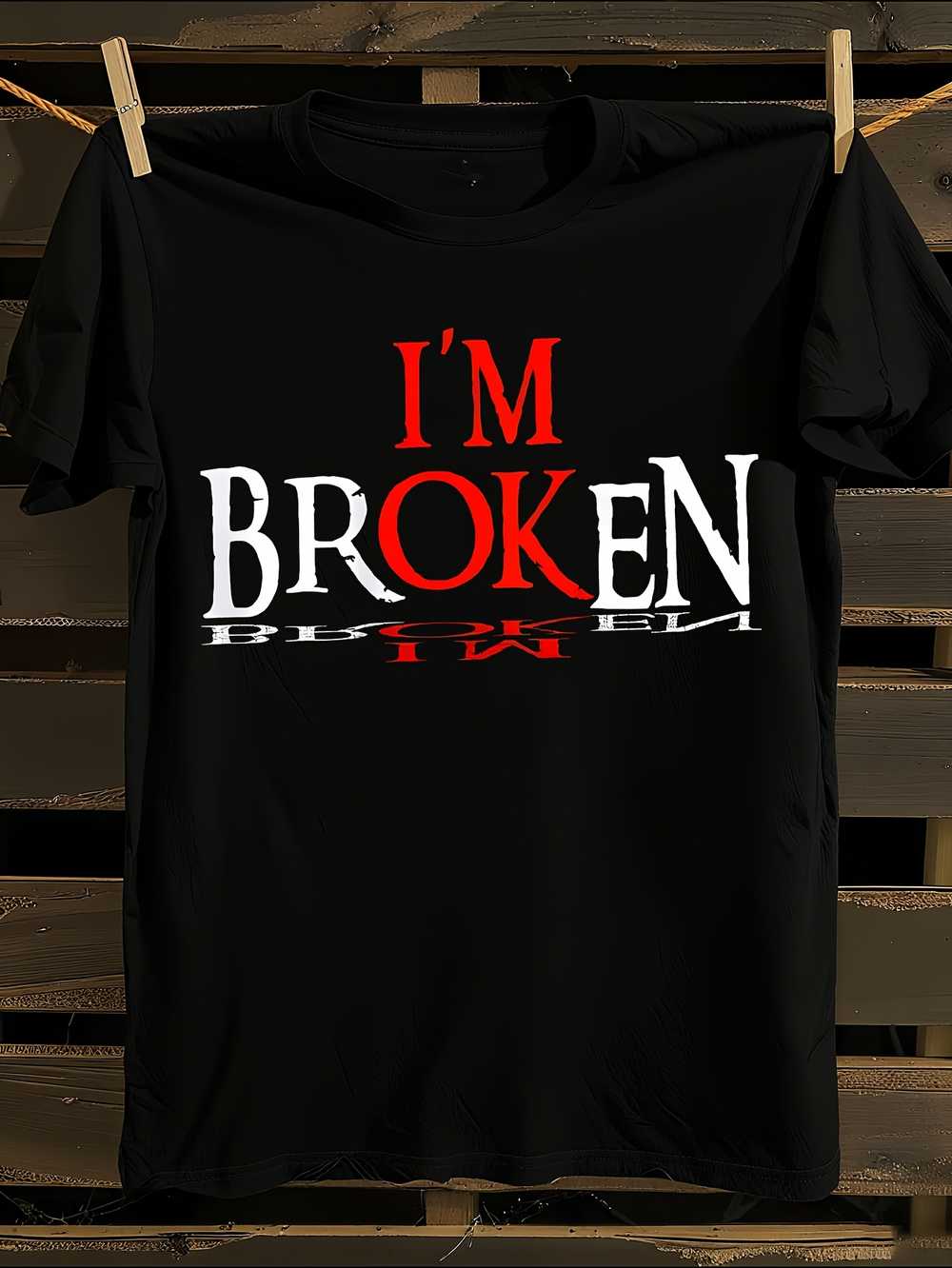 I m Broken Graphic Black T-Shirt XXXL