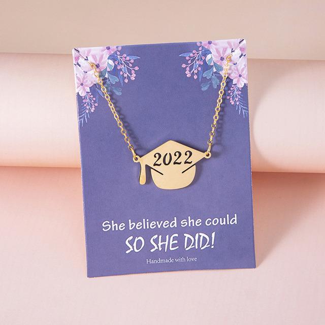 Inspirational Graduation Hat Pendant Necklace For Women Men Silver Color Chain College School Friendship Jewelry Gifts