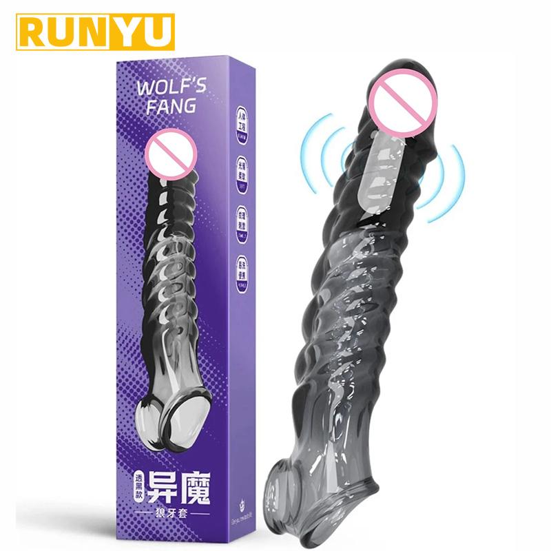Male Penis Ring Penis Sleeve Dildos Condom Cock Ring Delay Ejaculation Reusable Enlargement Sex Toy For Men Women Sex Products M