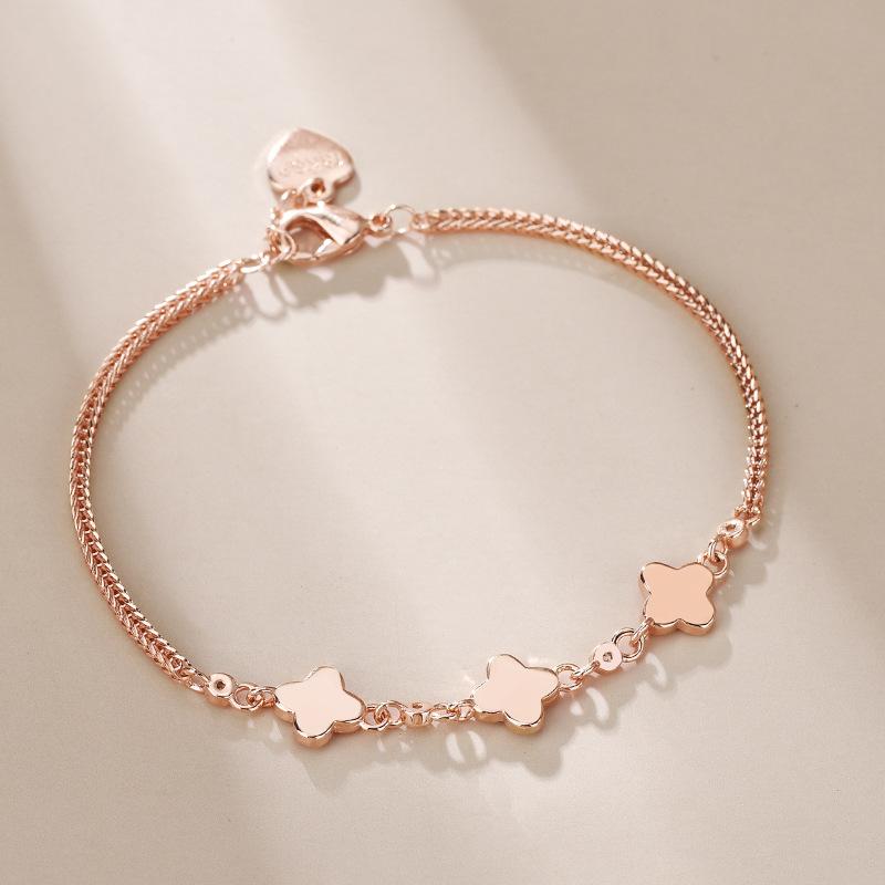 Four-leaf Clover Bracelet Female Ins Niche Design New Mori High-end Girlfriend Jewelry Simple and Cold Wind Jewelry
