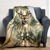 1pc Deer Christmas Blanket Lightweight Flannel Throw for Sofa Bed Travel Camping Livingroom Office Couch Chair