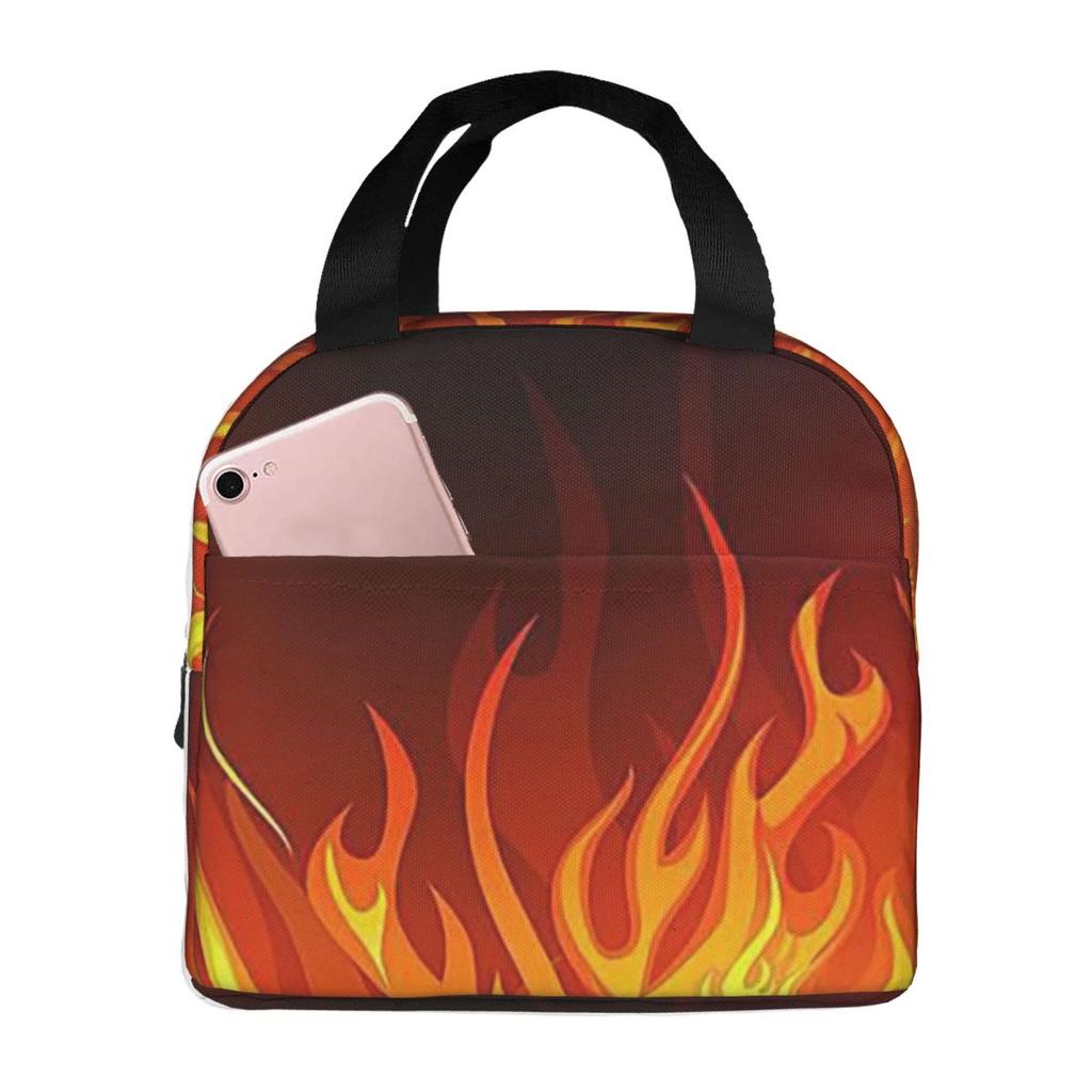 Burning Fire Insulated Lunch Bag for Women Children Portable Food Boxes Thermal Lunch Box Tote