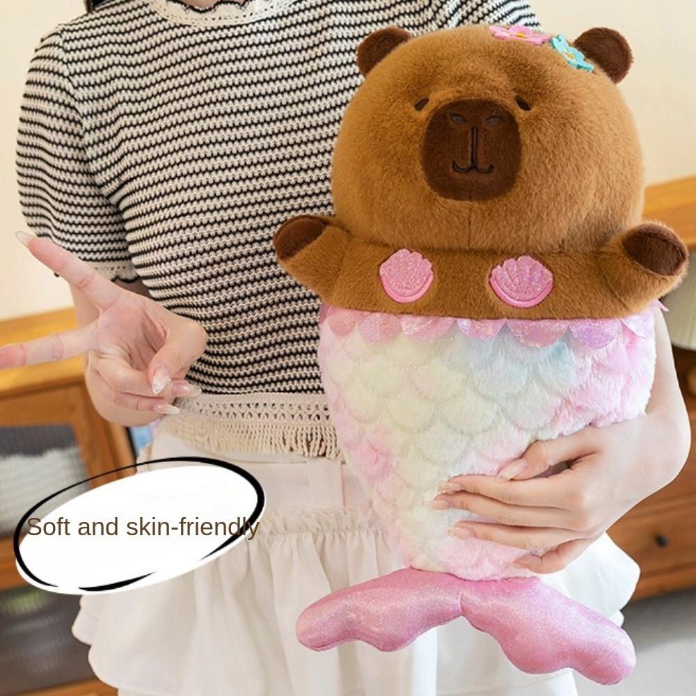 Simulation Mermaid Capybara Plush Cartoon Capibara Fluffty Doll Capybara Plush Toy Home Decor