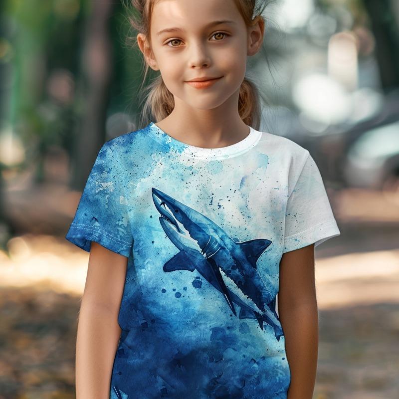 Children's Clothing Girl T-Shirt Short Sleeve 3D Cartoon Print Kids Summer Clothes Casual Kawaii Round Neck Girl Clothes Tops