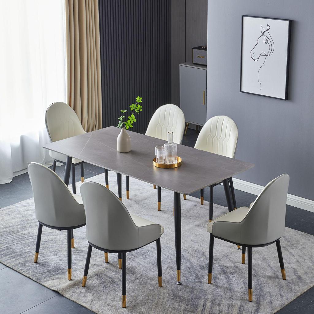 Modern Minimalist Italian Rock Slab Dining Table Set for Small Apartments