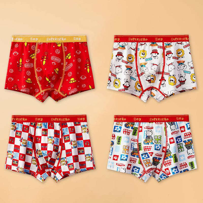 Year of the Horse Boys' Red Cotton Boxer Briefs - Medium & Large