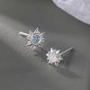 Real 925 Silver Asymmetry Zircon Sun Mini Stud Earrings For Women Cute Fine Jewelry Light Niche Accessories