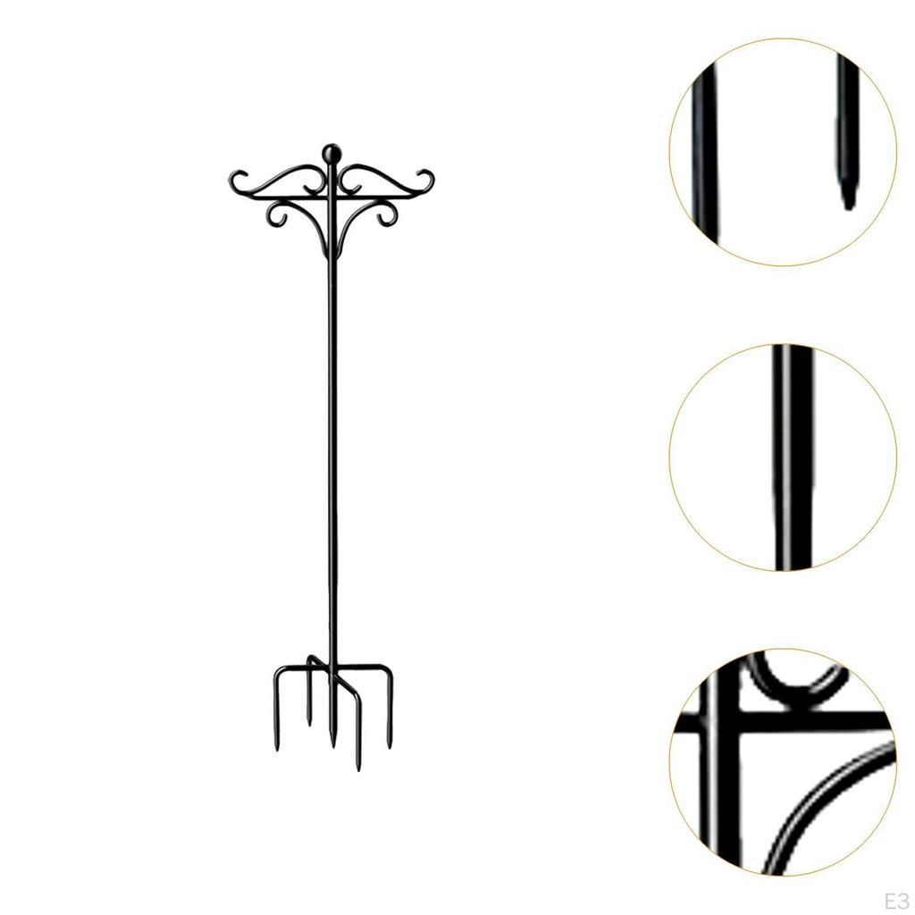Cârlig de Păstor de Grădină Suport Stâlp Hrănitor Păsări Metal Decor Exterior cu Umerase Duble