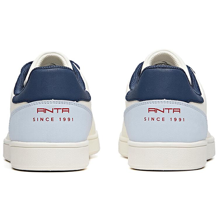 Anta Synthetic Leather Slip Resistant Abrasion Resistant Low Top Skateboard Shoes Men's White Blue 912048016-7