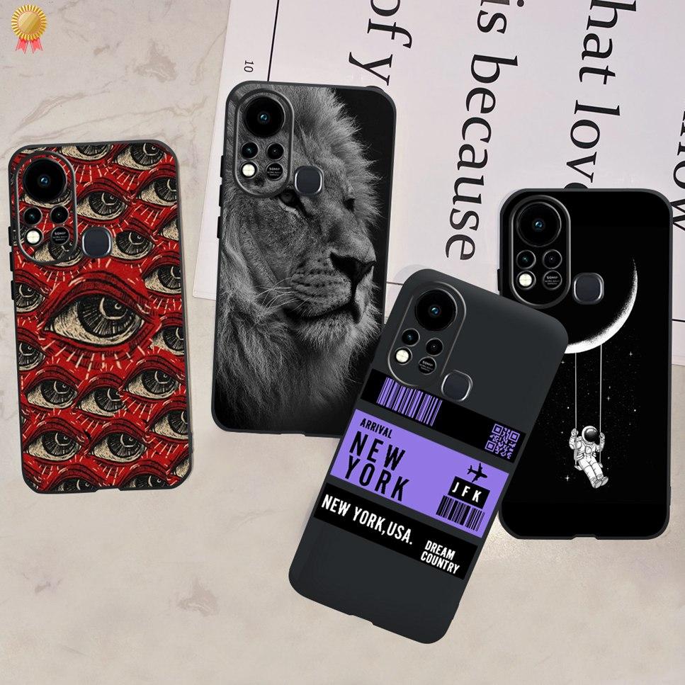 For Infinix Hot 11s Case Back Cover Clear Cute Cat Black Soft Silicone Coque For Infinix Hot11S Hot 11S Phone Case Bumper Fudna