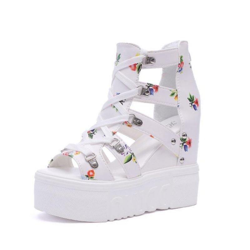 Sandalen mit hohen Absätzen für Damen, Sommer, neuer Stil, Plattform, ausgehöhlt, Fischmaul-Sandalen