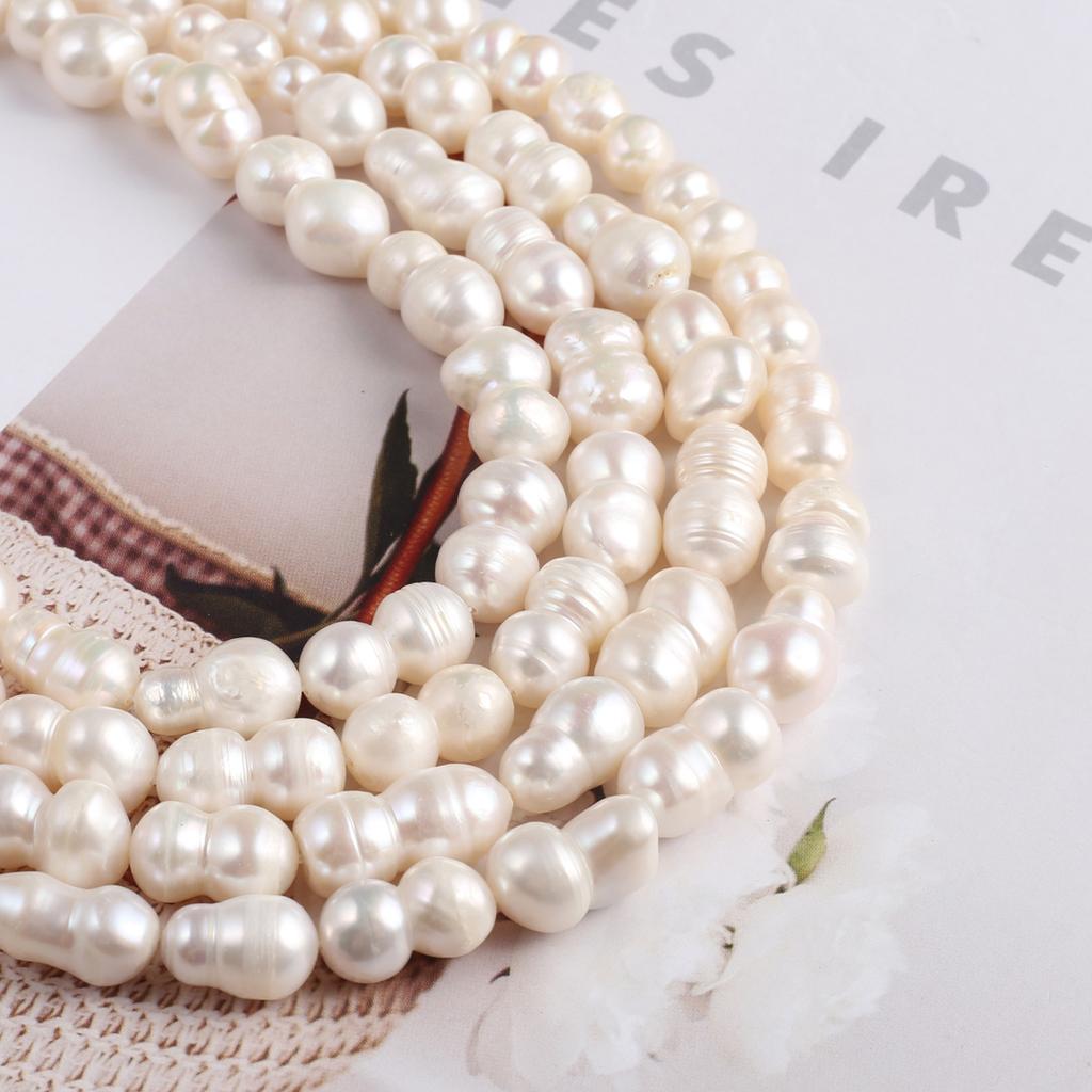 1String, Handmade Peanut-shaped Pearl 8×14-9×15mm, Natural Freshwater Pearl Beads for Jewelry Making DIY Necklace Bracelet Crafts, Women Gift 36cm