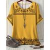 2026 Trend Summer Ethnic Graphic Print T-Shirt Round Neck Comfortable Short Sleeve Tshirt Oversized Tees Tops Women's Clothing