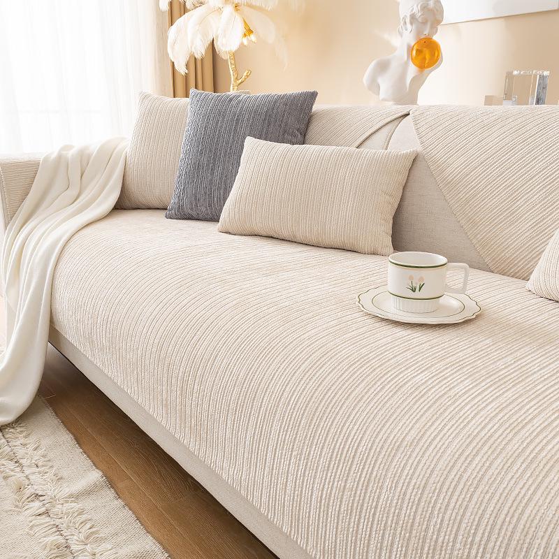 Chenille Universal Non-Slip Sofa Cushion Cover - Solid Color, Modern Design for All Seasons