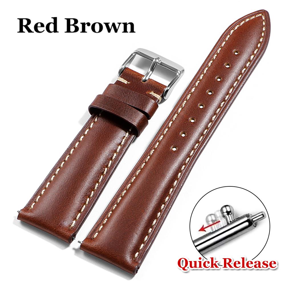 18mm 19mm 20mm 21mm 22mm for Omega Vintage Oil Wax Leather Watch Strap Brown Pin Buckle Head Layer Cowhide Watchband Accessories