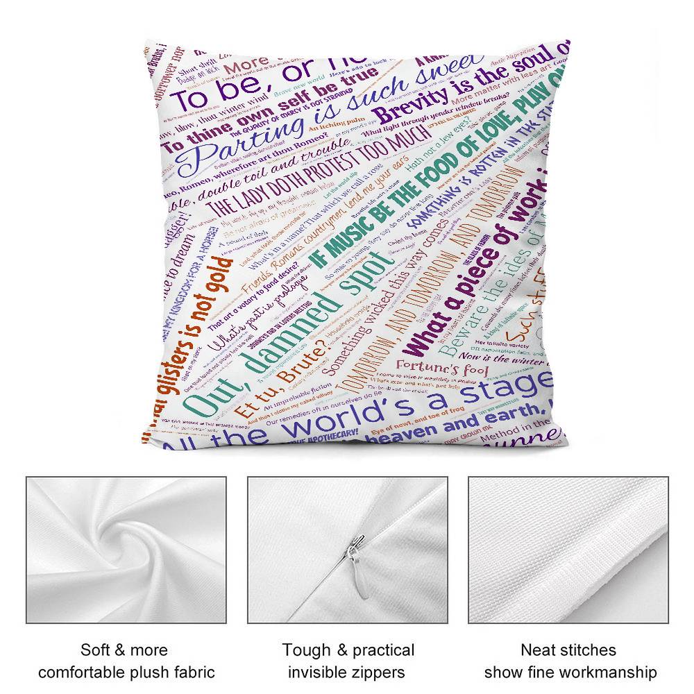 Luxury Shakespeare Design Pillow Case Short Plush Double-sided Print Square Throw Pillow Covers Sofa Home Cushion Decor