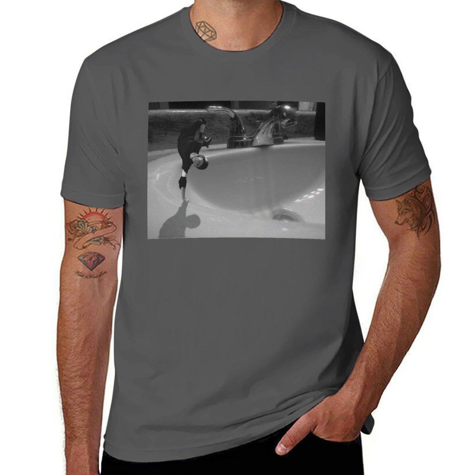 

Tony Hawk skateboarding in the sink TShirt Gym Wear Breathable Short Sleeve Tee 4XL