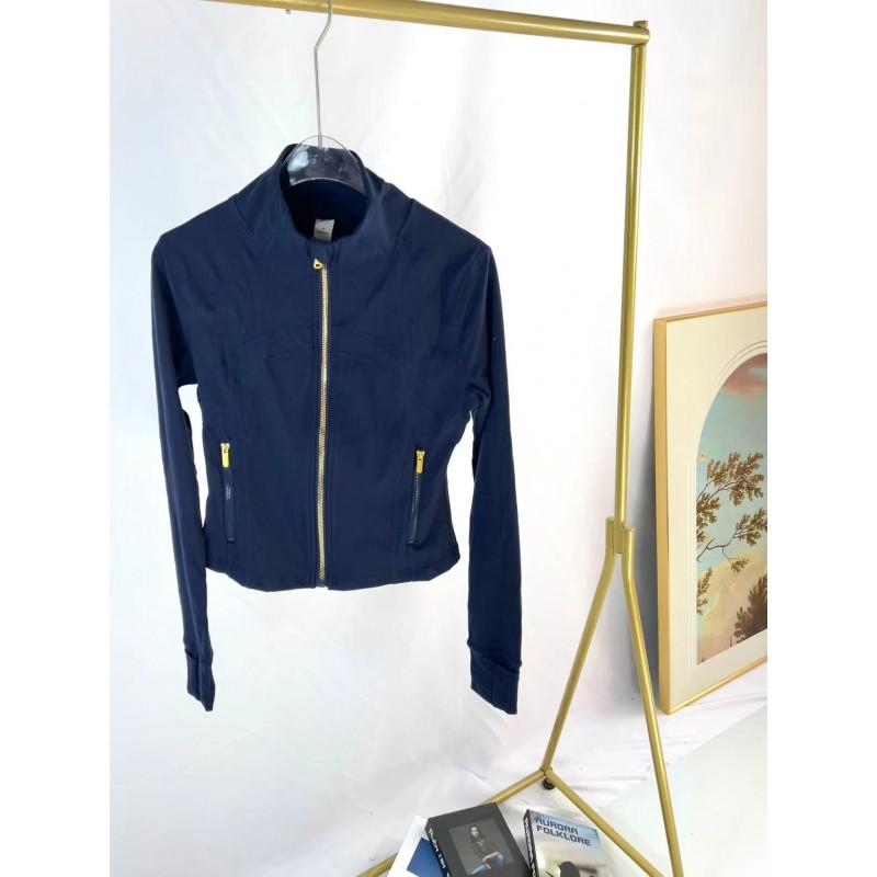 Womens Slim Fit Short Jacket Gold Zipper Yoga Fitness Activewear