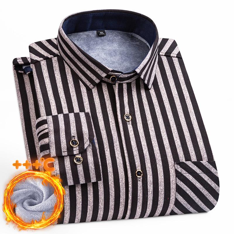 Men's long-sleeved shirt with double-sided fleece thickened warmth, 7XL, 8XL, casual winter, trendy and versatile for the street