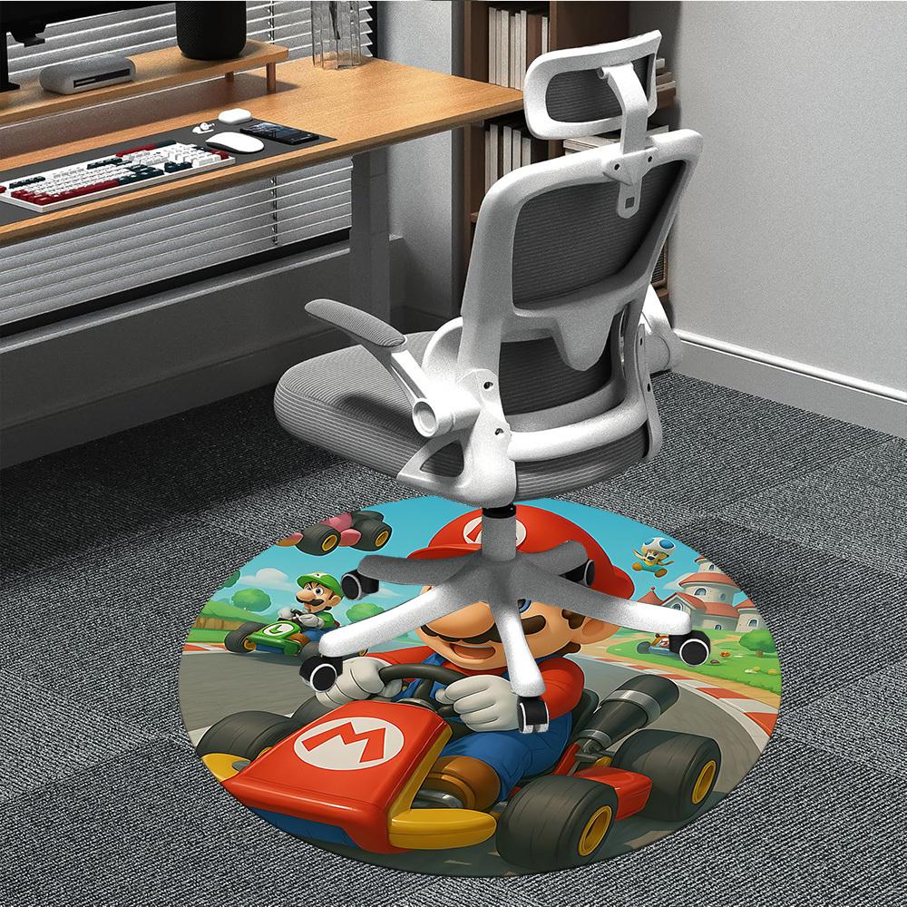 

1pc Mario Kart Race Office Round Area Rug, Bedroom Living Room Home Decor, Room Deco, Offic a1016230 80cm by 80cm