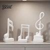 Black Resin Music Figurine 3Pcs Minimalist Note Sculpture Treble Clef & Eighth Quarter