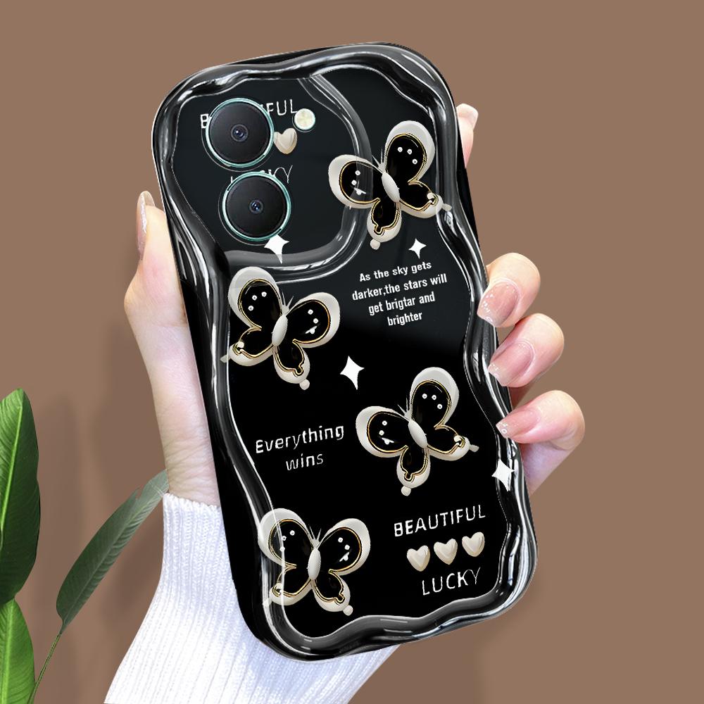 Niedliches Cartoon-Muster Creme Textur Gehäuse Wellenförmiger Rand Weiche Silikonhülle Telefonhülle für Vivo