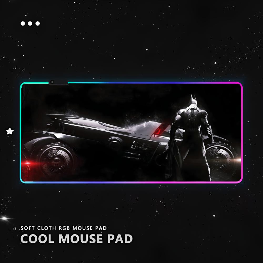 B-Batman A-Arkham Knight Mouse Pad RGB Pc Gamer Keyboard LED Glowing mause pad Mats Rubber Cute Cartoon Gaming Computer csgo lo