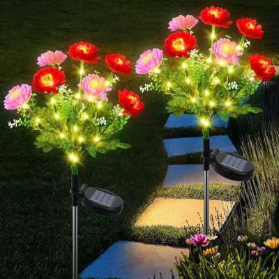 1 Pair Outdoor Solar Lights LED Flower Lamps Automatic On/Off IP44 Waterproof Easy To Install Wireless Garden Solar Lights