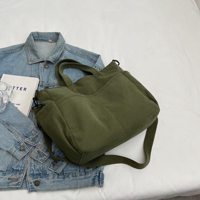 Corduroy Bag Large Capacity Tote Bag Women's Shoulder Bag Student Class Big Bag