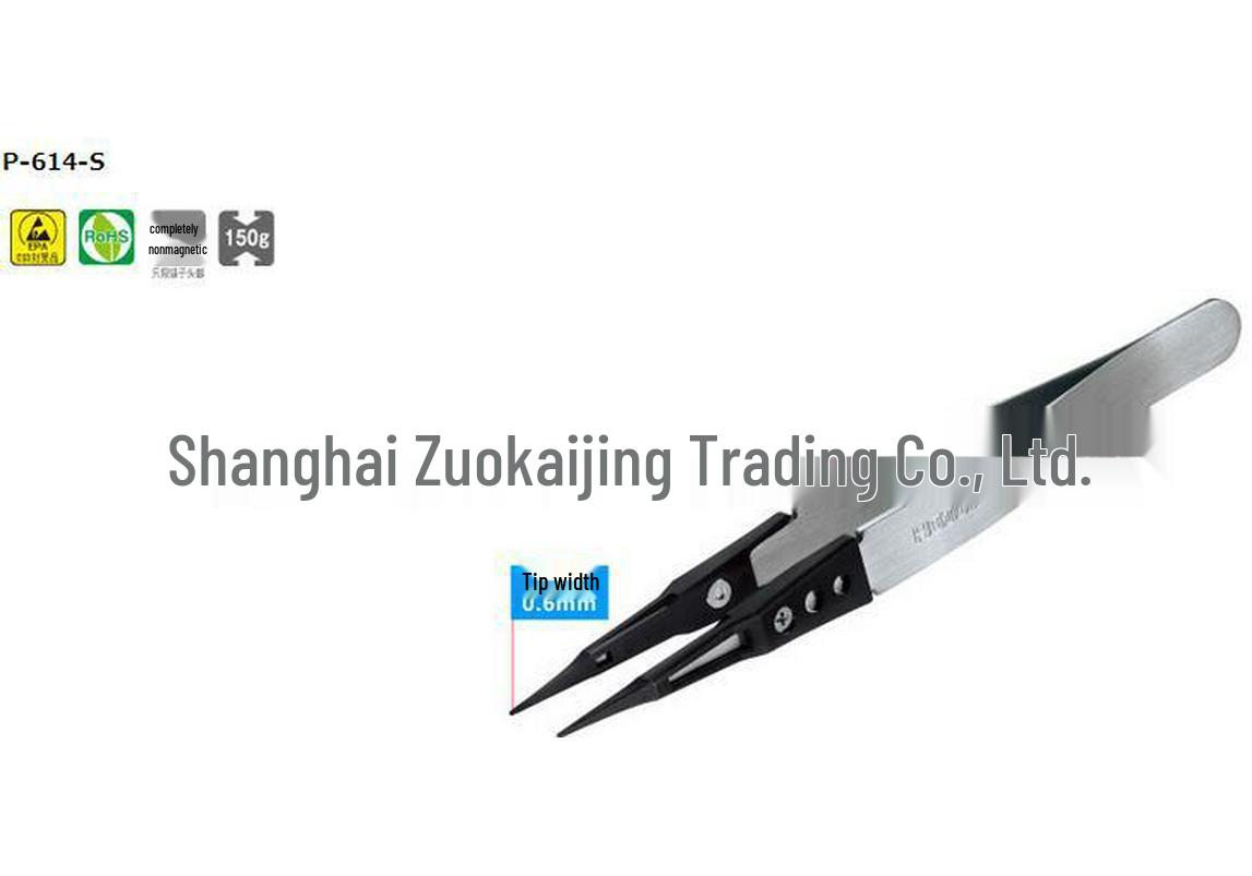 Genuine HOZAN P-614-S Heat Resistant Tweezers with Replaceable Tips (315℃) With 1 Replacement Tip