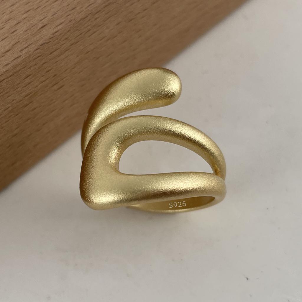 925 Sterling Silver Rings for Women Couple Minimalist Handmade Simple Hollow Gold RingJewelry Gift Prevent Allergy