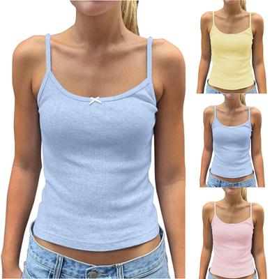 Women's Loose Casual Solid Color Waist Cinched Knitted Camisole Top  Knitted Camisole Top