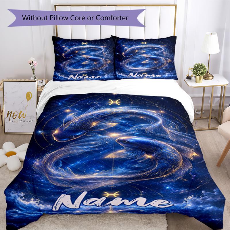 3pcs Custom Name Dragon Bedding Set Duvet Cover Closure Includes 1 Duvet Cover & 2 Pillowcases, Soft and Comfortable for All Seasons.