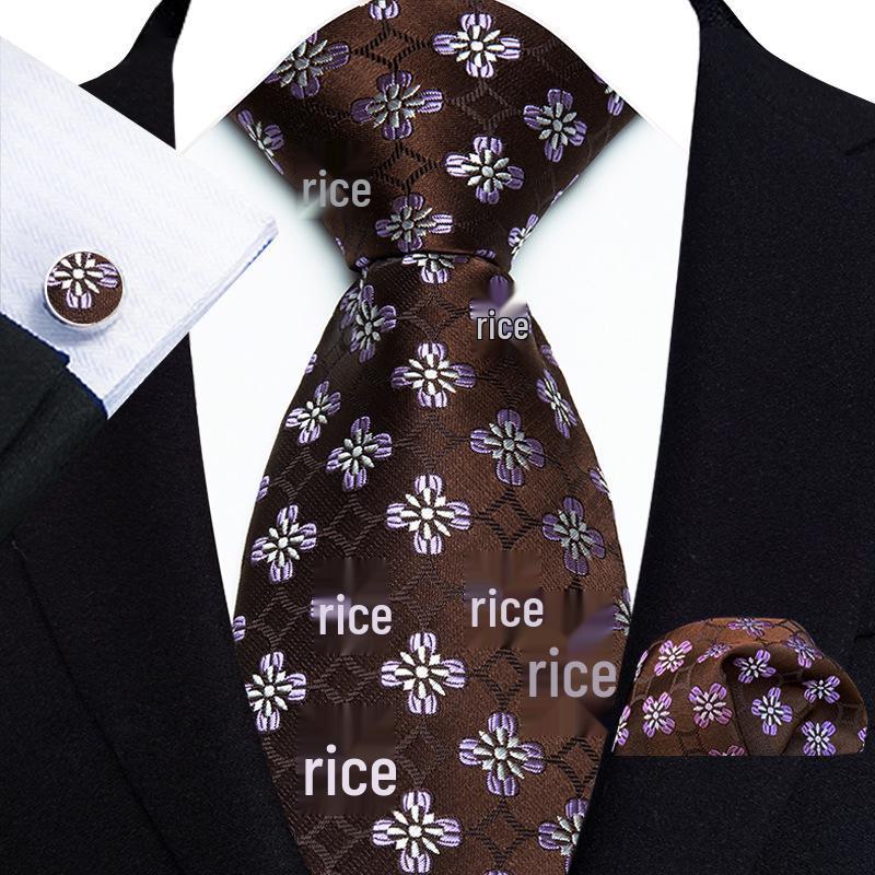 Floral Stripe Paisley Artistic Men's Tie, Pocket Square & Cufflinks Set - 2025 Edition