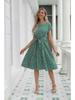 2025 European & American Summer Floral Lace Dress - Casual Short-Sleeved Pleated Skirt