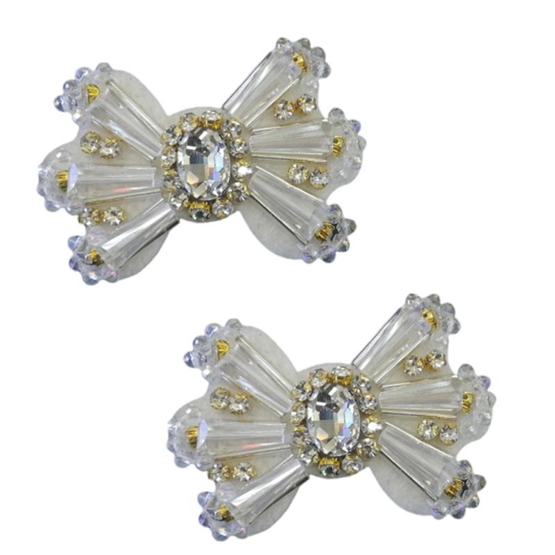 

5 Pcs Rhinestones Bows Patches Lovely Decorative Patches Bowknot Patches Sewing Patches for Clothes Hat Shoes Hairpins білий