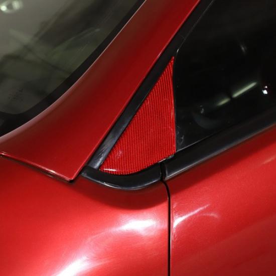Red Carbon A-pillar Triangular Sticker Trim For Mitsubishi ECLIPSE 2006-2011