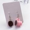 Pendientes de Gancho Colgantes Asimétricos Divertidos para Mujer con Taza de Grano de Café y Gota para Bebida
