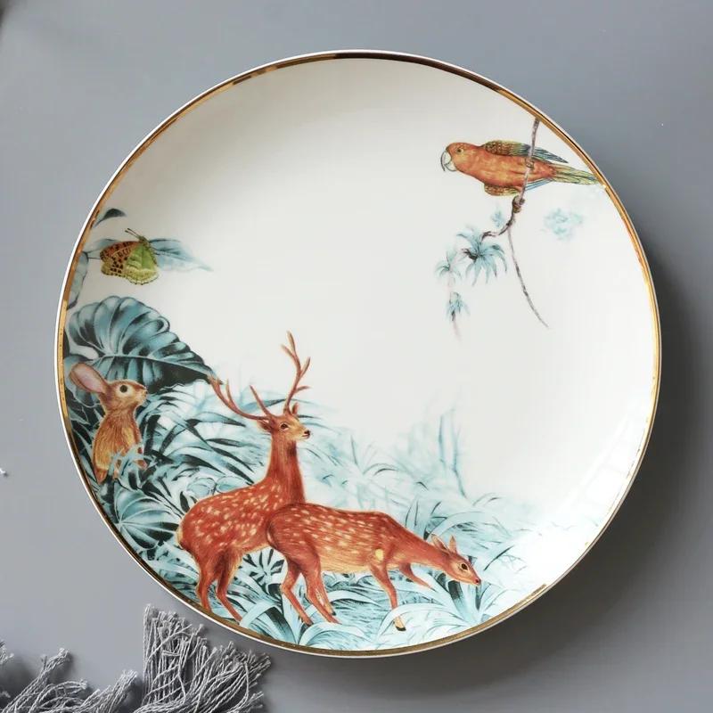 Nordic Ins Wind Ceramic Plates Dishes Bone China Animal Dessert Fruit Snack Plate Home Dinnerware Decoration
