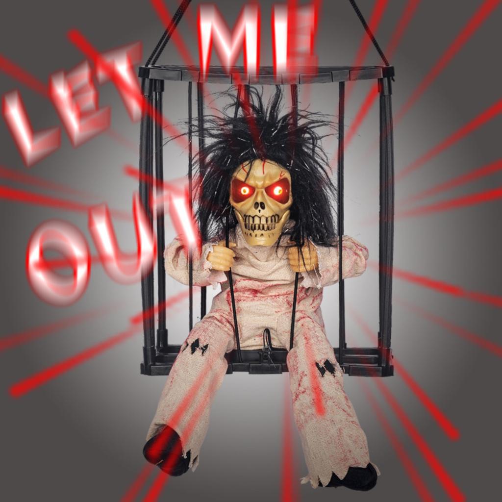 Halloween Horror Decoration: Electric Glow And Sound For Hanging Ghosts In Prison, Scary Prisoner Cages, Skeleton Hanging Ghosts