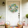 Artificial Floral Wreath Decorative Faux Flower Wreath with Mixed Greenery for Indoor Outdoor Wall Door Decor Spring Summer