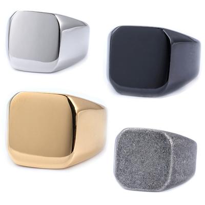 Nordic Vintage Round Square Irregular Smooth Ring Rust Free Fashion Jewelry for Women