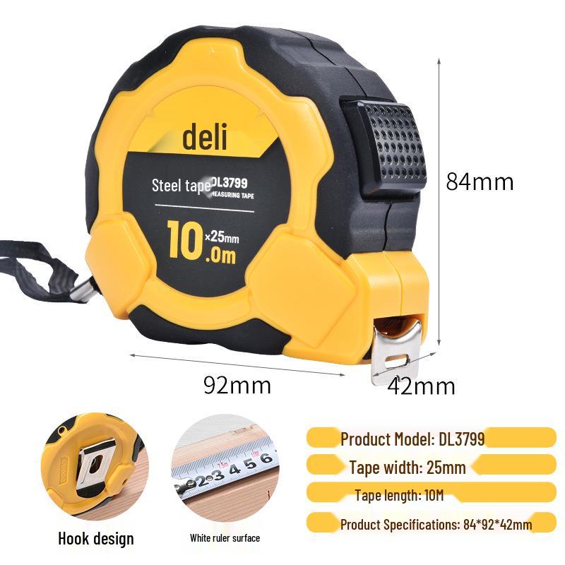 Deli Portable Steel Measuring Tape - Multiple Sizes (3m/5m/7m/10m) for Drafting and Calculations