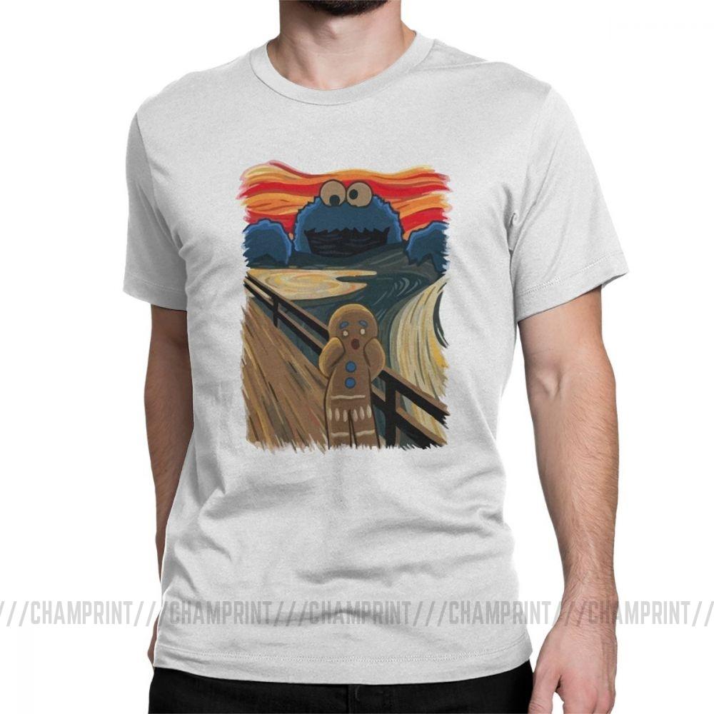 Famous Painting Harajuku Clothing Shouting Screaming Gingerbread Men S T Shirts Sesame Street Tee Shirt Cookie