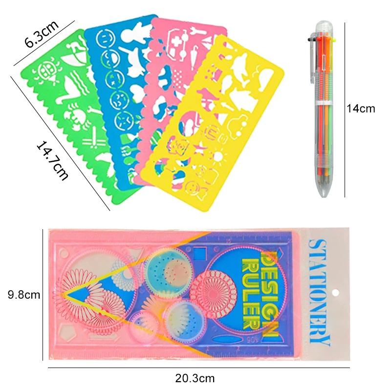 Spirograph Art Drawing Ruler Children DIY Handmade Painting Template Multifunctional Cartoon Color Developmental Toys Gifts TMZ