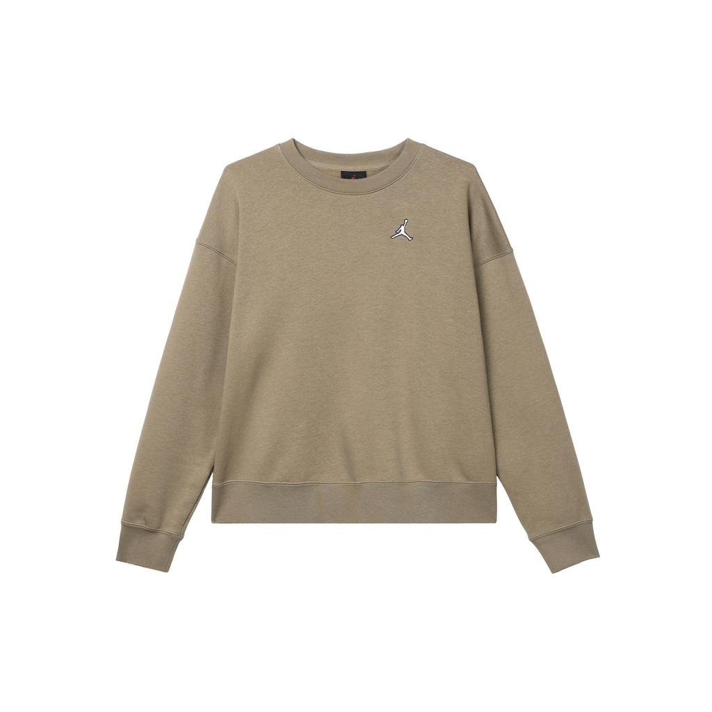 Jordan Classic Jumpman Logo Embroidered Crewneck Sweater Women Sweater Olive-Green DQ4463-351