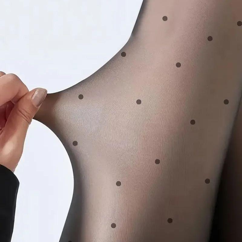 1 Stück Punktmuster Strumpfhose Damen Strumpfhose Hautfarben Thermostrümpfe Frau Winter Fleece Leggings Isolierte Sockenhose