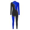 Damen Gymnastik Unitard Jumpsuit Strasssteine Langarm Lange Hosen Reißverschluss hinten Color Blocking Ganzkörper Bodysuit