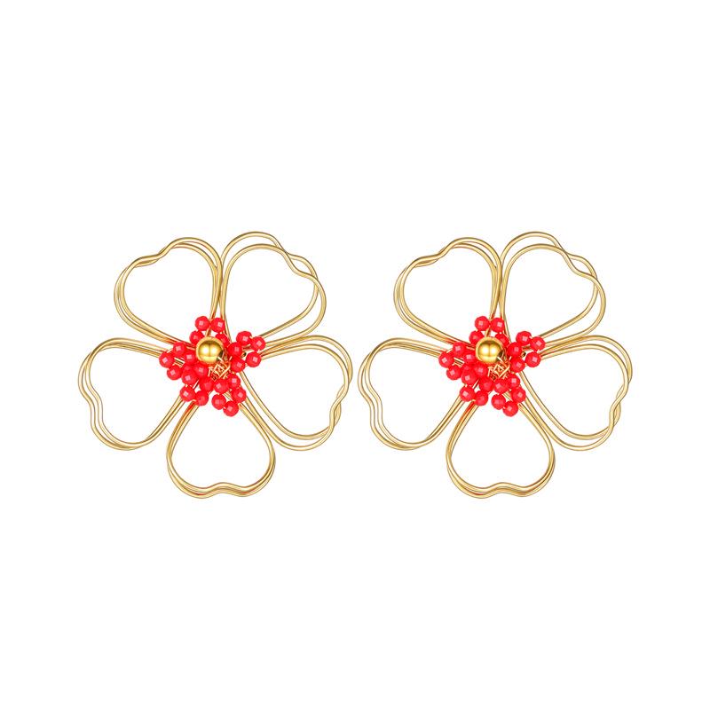 Xiaohongshu-inspirierte Perlenblumen-Steckohrringe: Eleganter Herbst-/Winterstil für Damen