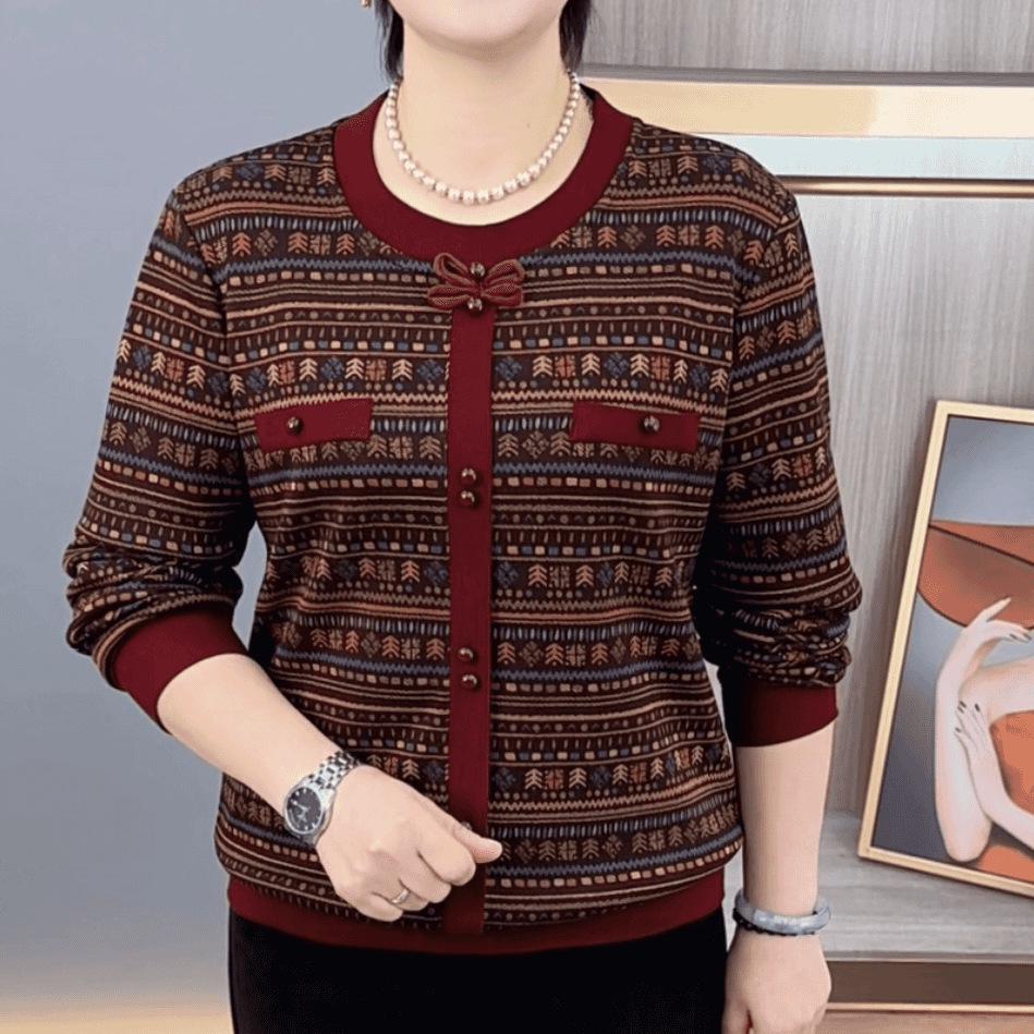 

Autumn-Winter Striped Velvet Warm Slimming Long-sleeved Top for Middle-aged and Elderly Women 6XL [150-165 Jin]